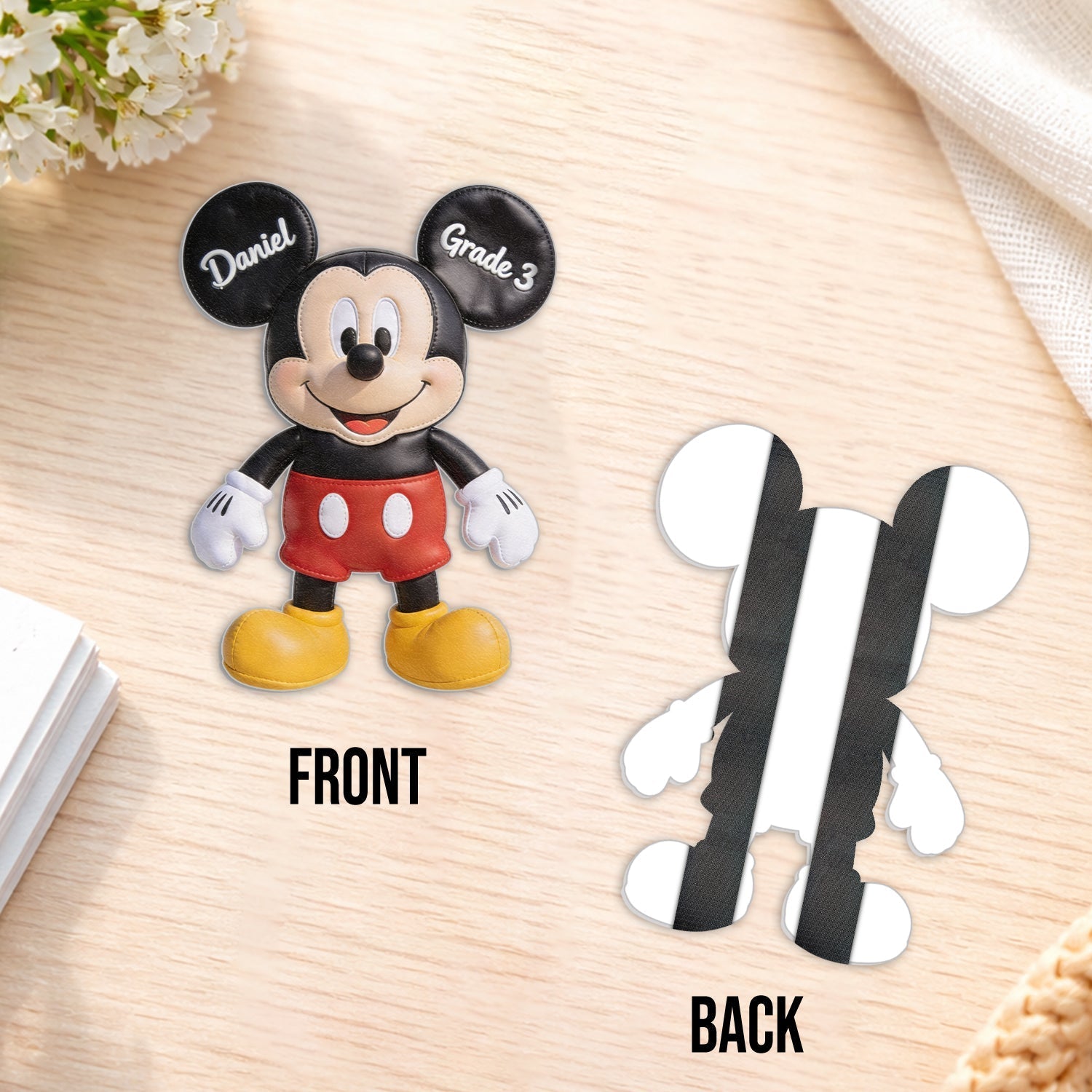 Personalized Mickey Mouse Shaped Backpack for Kids - Custom Name Gift Changeable Leather Patch Backpack GradoCreations