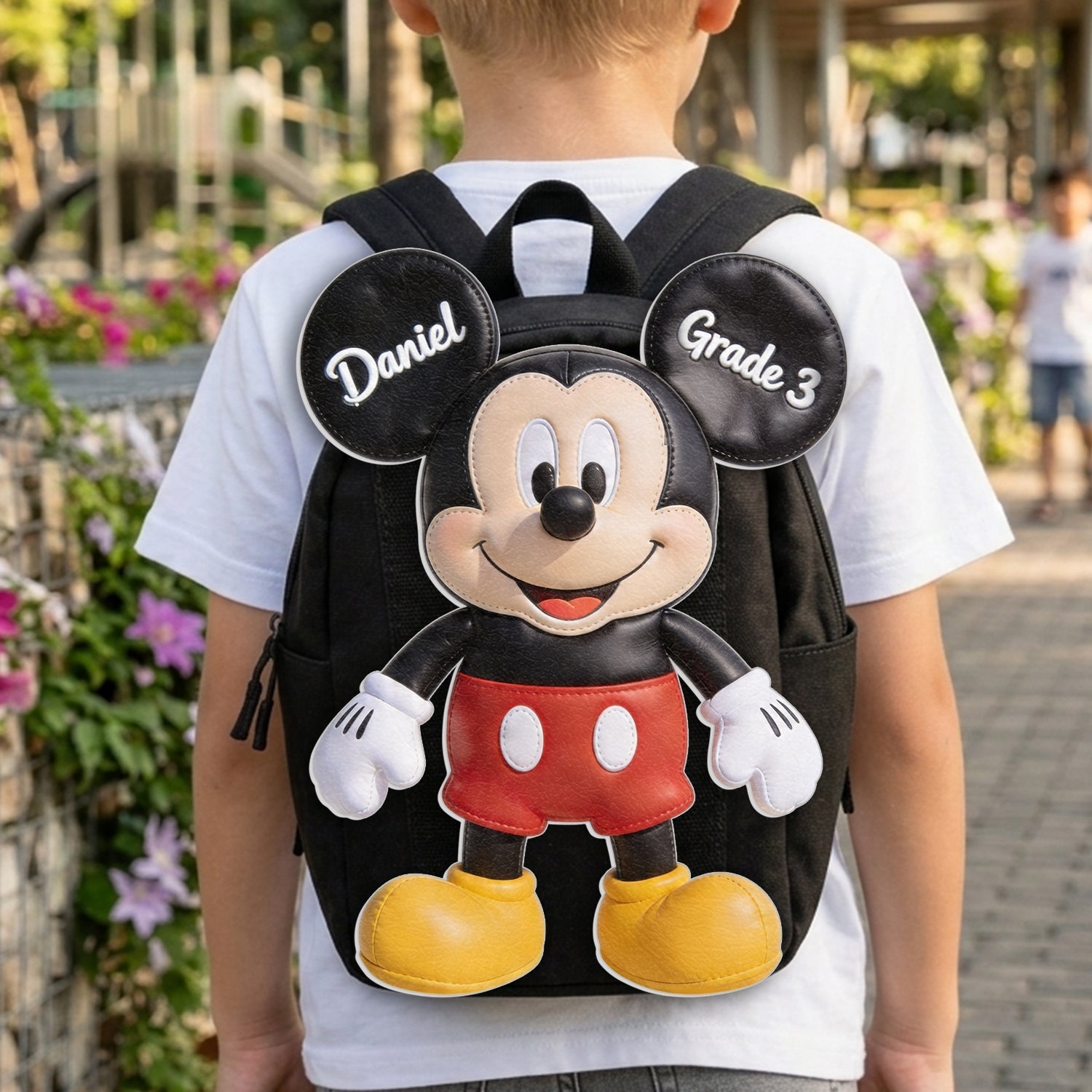Personalized Mickey Mouse Shaped Backpack for Kids - Custom Name Gift Changeable Leather Patch Backpack GradoCreations