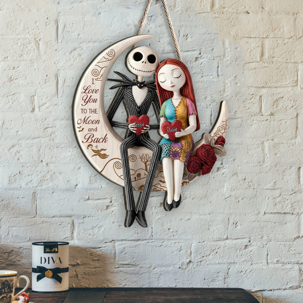 Personalized Wooden Moon Sign Custom Love Gift for Couples Wood Sign GradoCreations