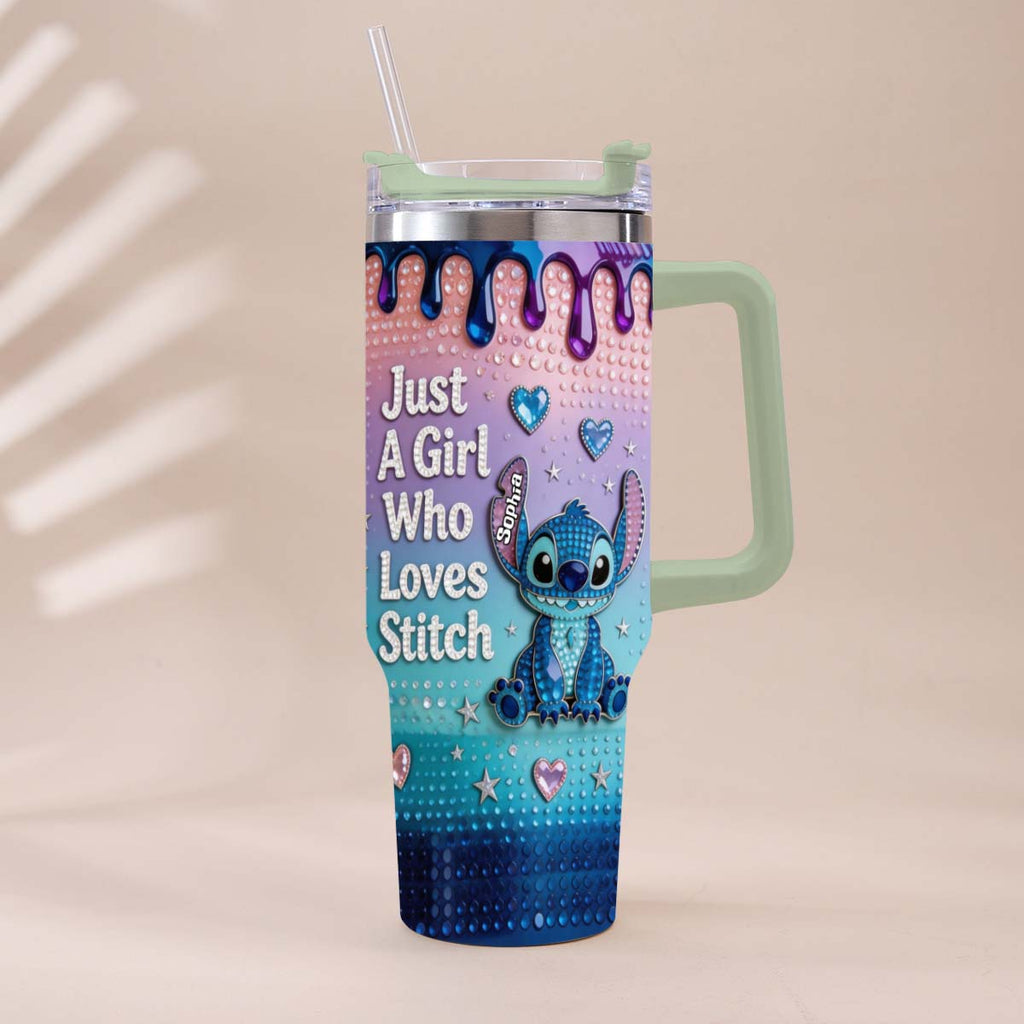 Personalized Ohana Tumbler with Handle for Girls - Custom Name Gift Tumbler With Handle GradoCreations