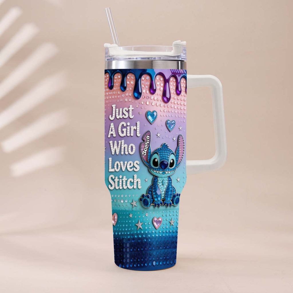 Personalized Ohana Tumbler with Handle for Girls - Custom Name Gift Tumbler With Handle GradoCreations