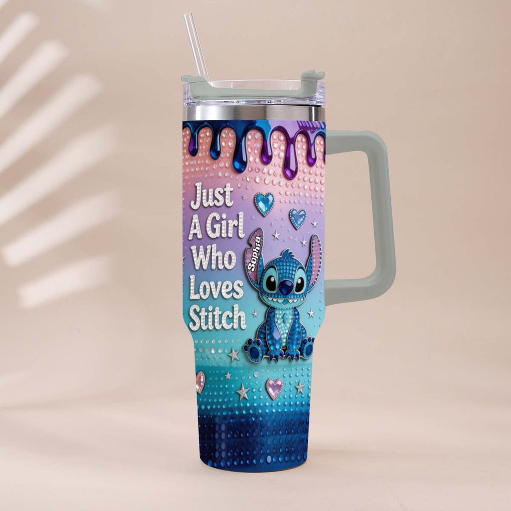 Personalized Ohana Tumbler with Handle for Girls - Custom Name Gift Tumbler With Handle GradoCreations