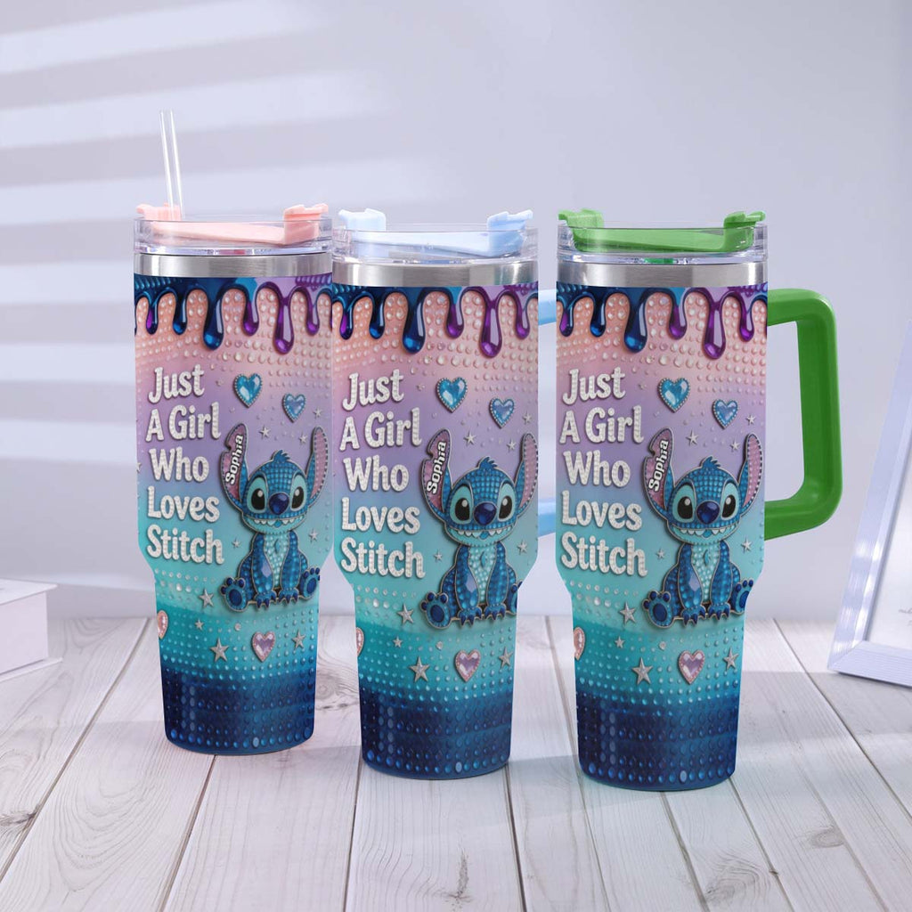 Personalized Ohana Tumbler with Handle for Girls - Custom Name Gift Tumbler With Handle GradoCreations