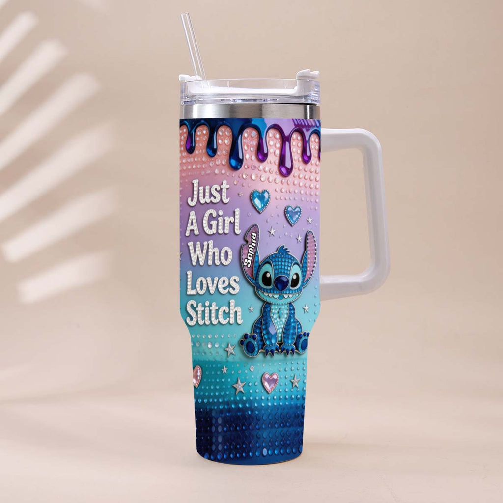 Personalized Ohana Tumbler with Handle for Girls - Custom Name Gift Tumbler With Handle GradoCreations