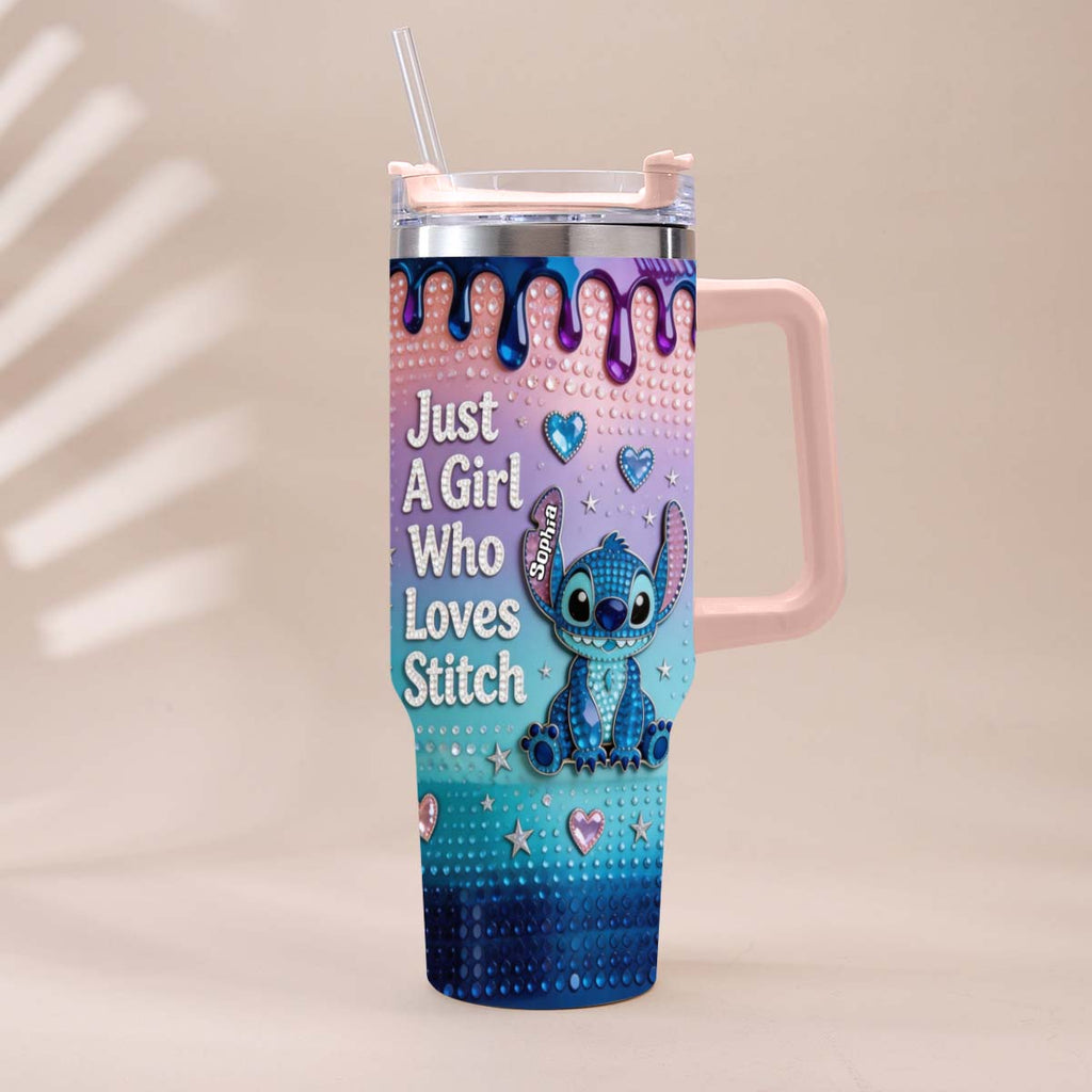 Personalized Ohana Tumbler with Handle for Girls - Custom Name Gift Tumbler With Handle GradoCreations