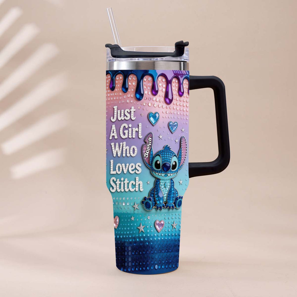 Personalized Ohana Tumbler with Handle for Girls - Custom Name Gift Tumbler With Handle GradoCreations