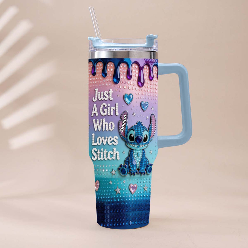 Personalized Ohana Tumbler with Handle for Girls - Custom Name Gift Tumbler With Handle GradoCreations