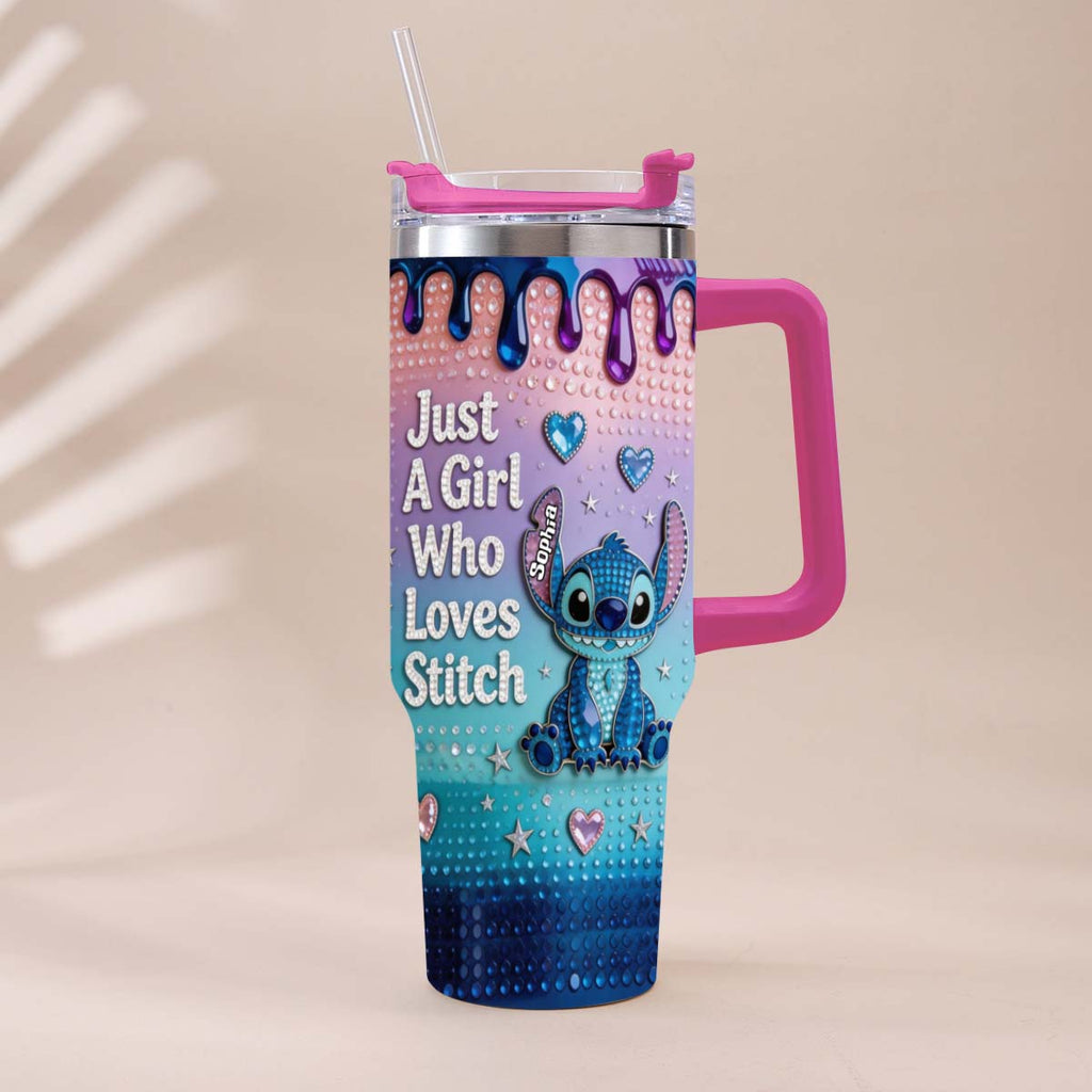 Personalized Ohana Tumbler with Handle for Girls - Custom Name Gift Tumbler With Handle GradoCreations