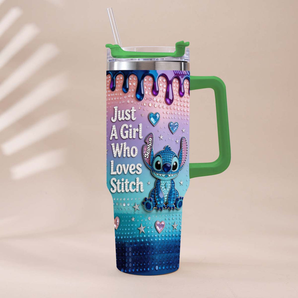 Personalized Ohana Tumbler with Handle for Girls - Custom Name Gift Tumbler With Handle GradoCreations