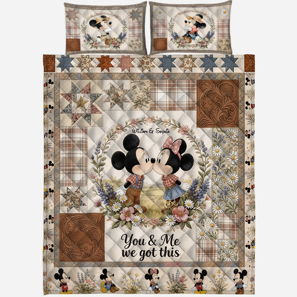 Personalized Mouse Quilt Set Custom Name Gift for Couples Quilt Set GradoCreations