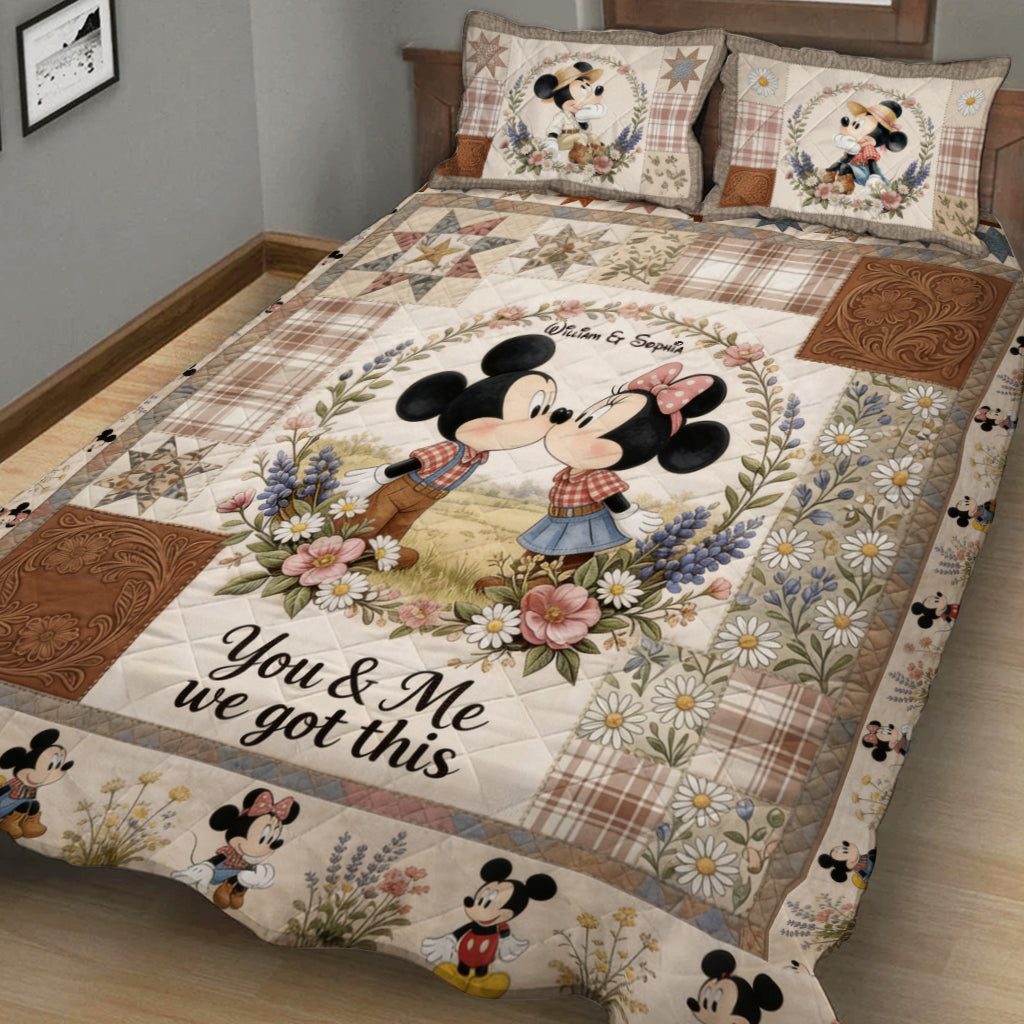 Personalized Mouse Quilt Set Custom Name Gift for Couples Quilt Set GradoCreations