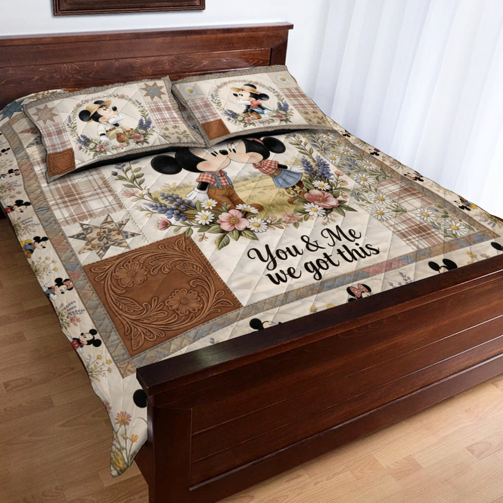 Personalized Mickey Mouse Quilt Set for Couples - Custom Bedding Gift Quilted Bedding Set GradoCreations