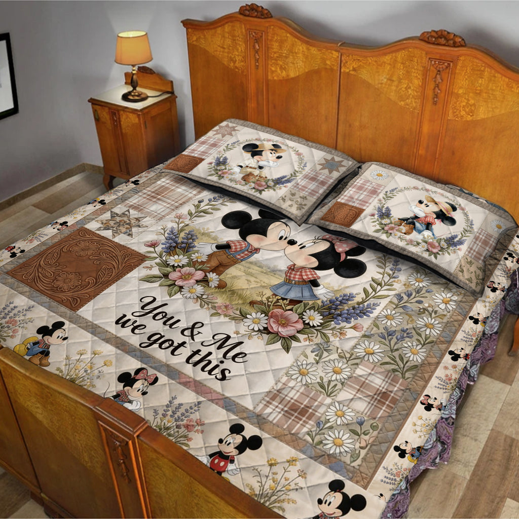 Personalized Mouse Quilt Set Custom Name Gift for Couples Quilt Set GradoCreations