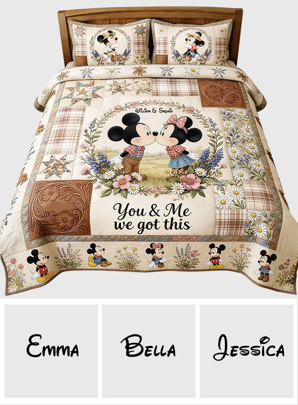 Personalized Mouse Quilt Set Custom Name Gift for Couples Quilt Set GradoCreations