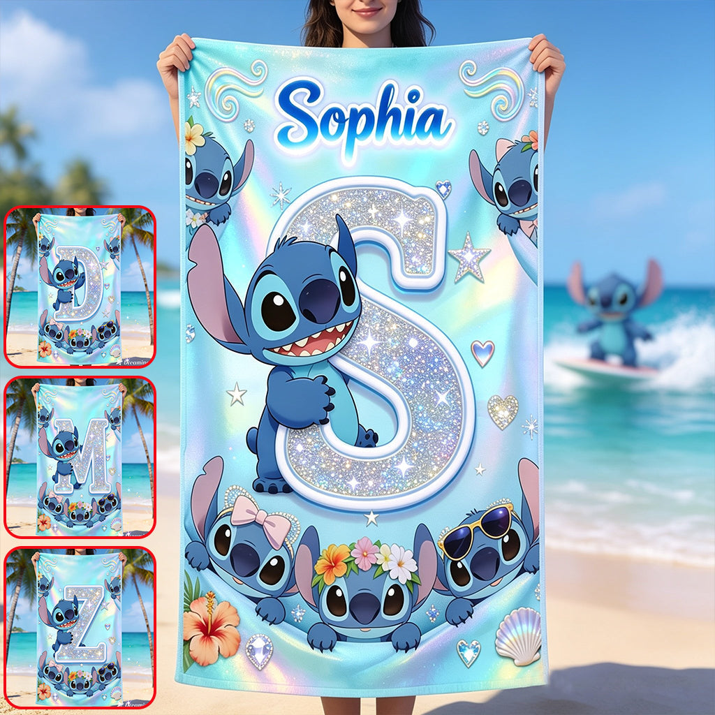 Personalized Quick-Dry Beach Towel with Cute Alien Design for Kids Beach Towel GradoCreations