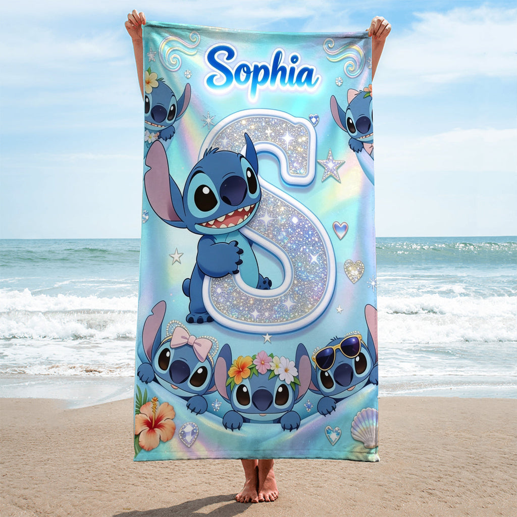 Personalized Quick-Dry Beach Towel with Cute Alien Design for Kids Beach Towel GradoCreations