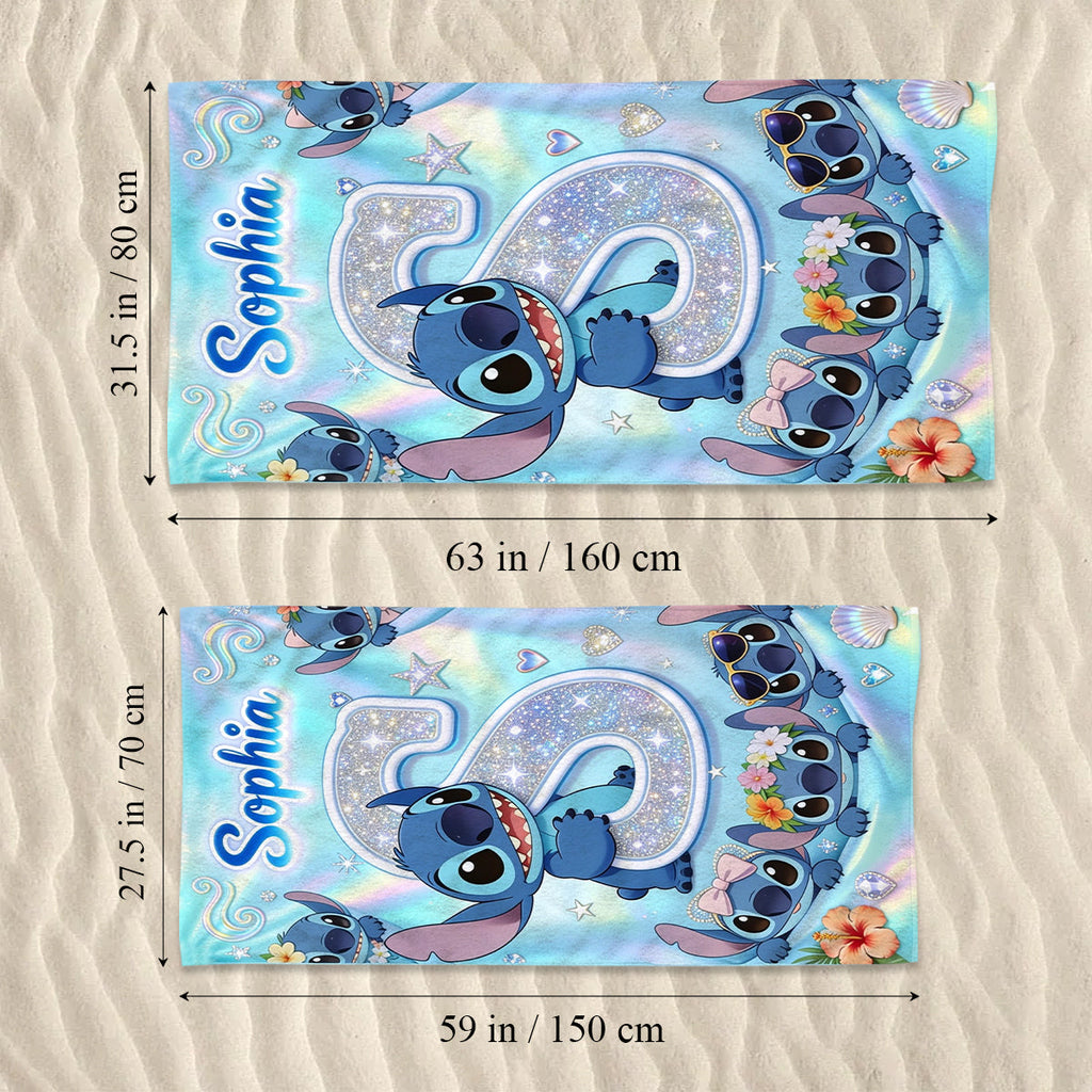 Personalized Quick-Dry Beach Towel with Cute Alien Design for Kids Beach Towel GradoCreations