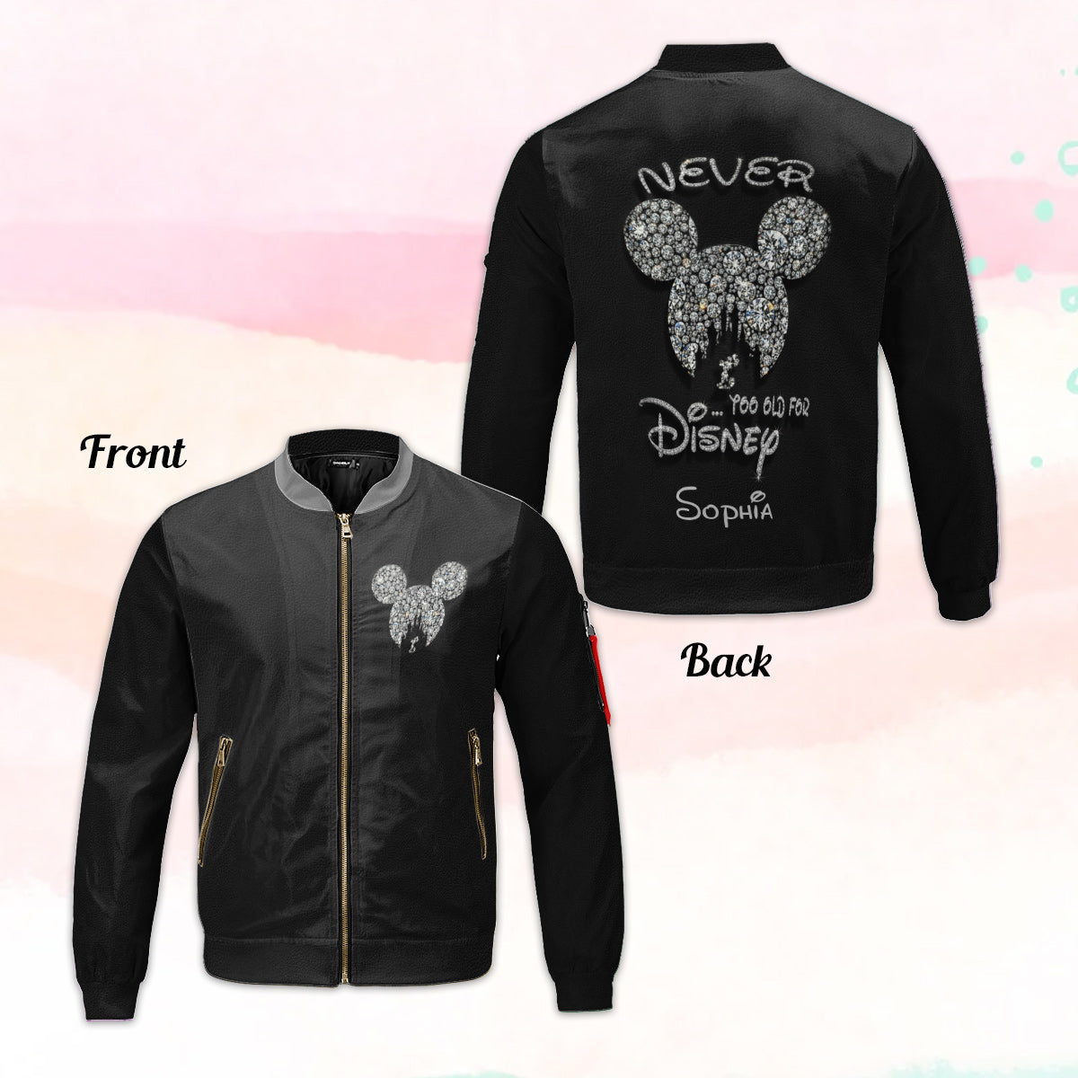 Personalized Mouse Bomber Jacket Custom Name Gift for Disney Fan Bomber Jacket GradoCreations