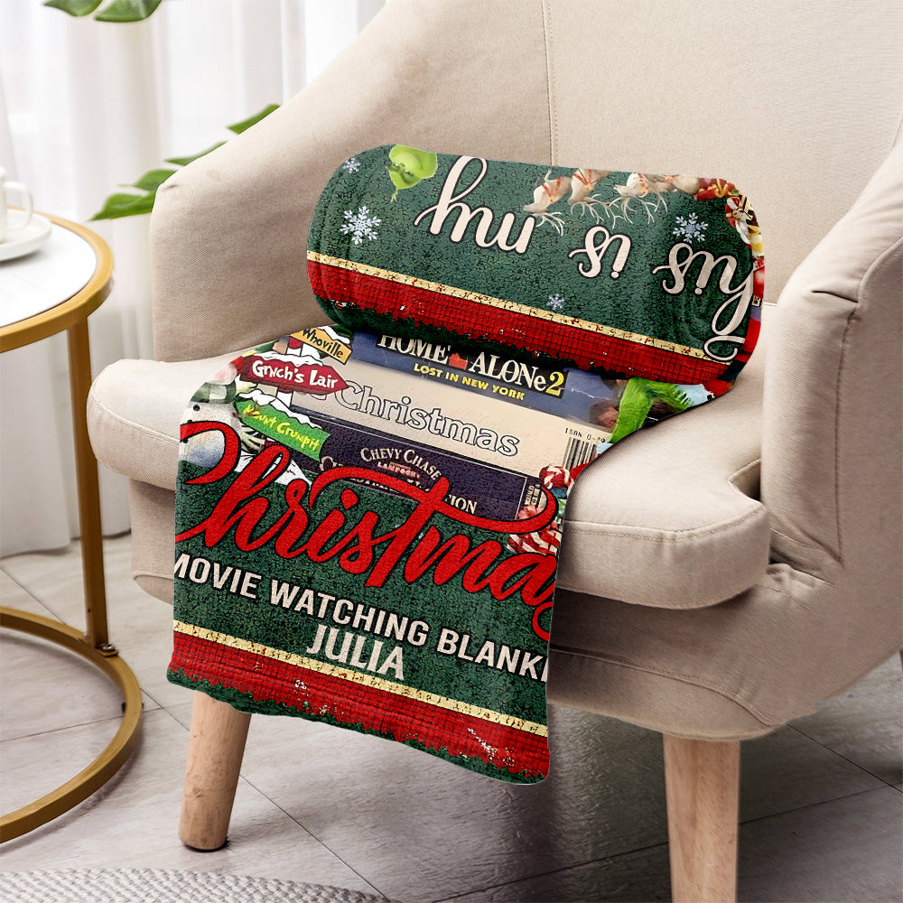Personalized Christmas Movie Watching Blanket Custom Name Gift Blanket GradoCreations