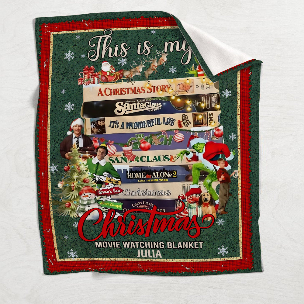 Personalized Christmas Movie Watching Blanket Custom Name Gift Blanket GradoCreations