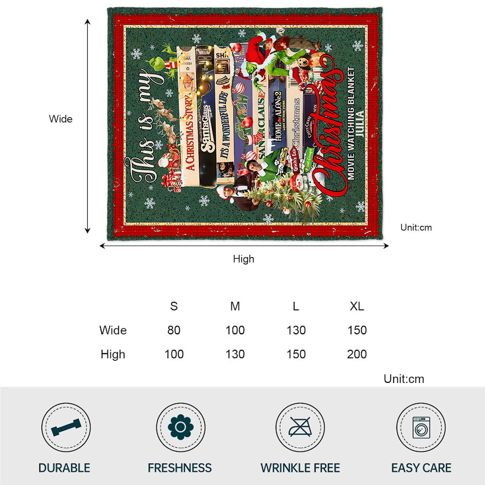 Personalized Christmas Movie Watching Blanket Custom Name Gift Blanket GradoCreations