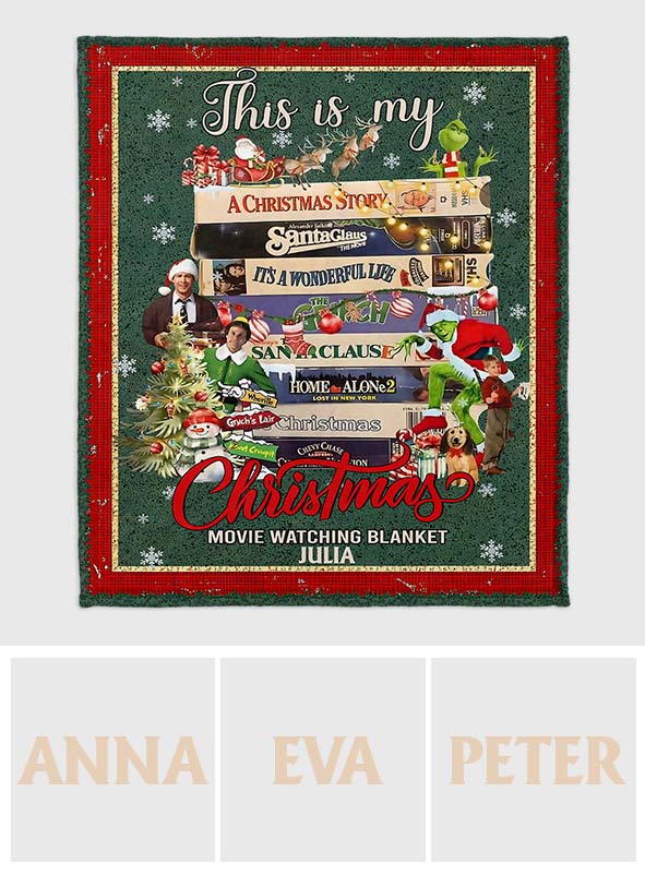 Personalized Christmas Movie Watching Blanket Custom Name Gift Blanket GradoCreations