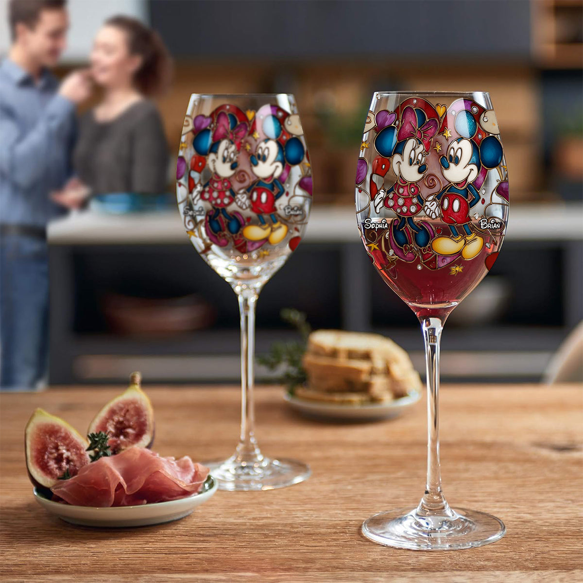 Personalized Mickey and Minnie Wine Glass with Long Stem Gift for Couples Wine Glass With Long Stem GradoCreations