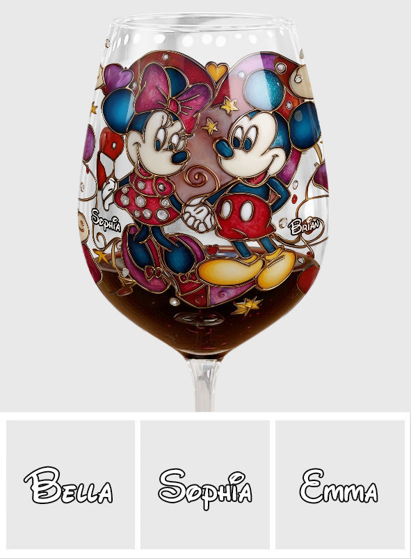 Personalized Mickey and Minnie Wine Glass with Long Stem Gift for Couples Wine Glass With Long Stem GradoCreations