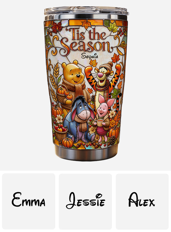 Personalized Yellow Bear Tumbler with Fall Design for Kids Tumbler GradoCreations