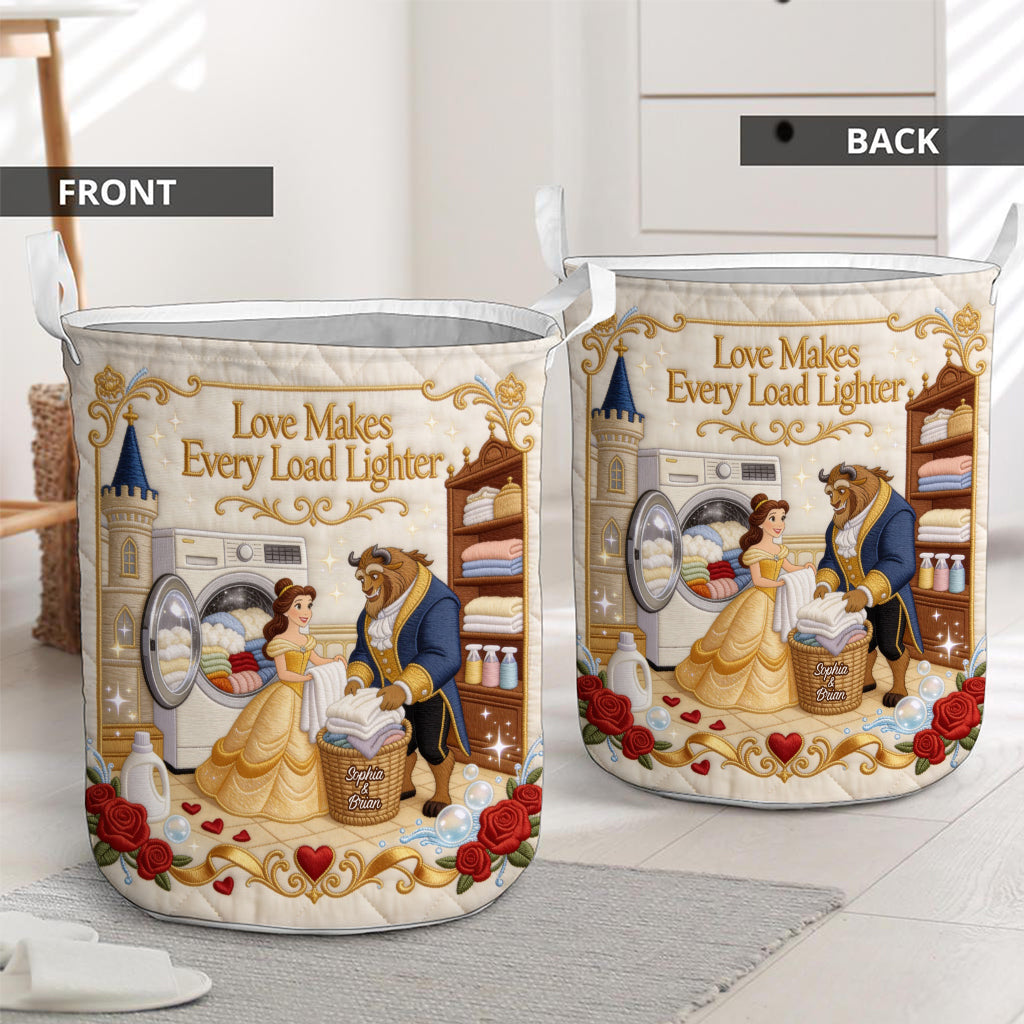 Personalized Quilted Laundry Basket Custom Couples Gift with Artwork Quilted Laundry Basket GradoCreations