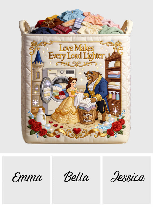 Personalized Quilted Laundry Basket Custom Couples Gift with Artwork Quilted Laundry Basket GradoCreations