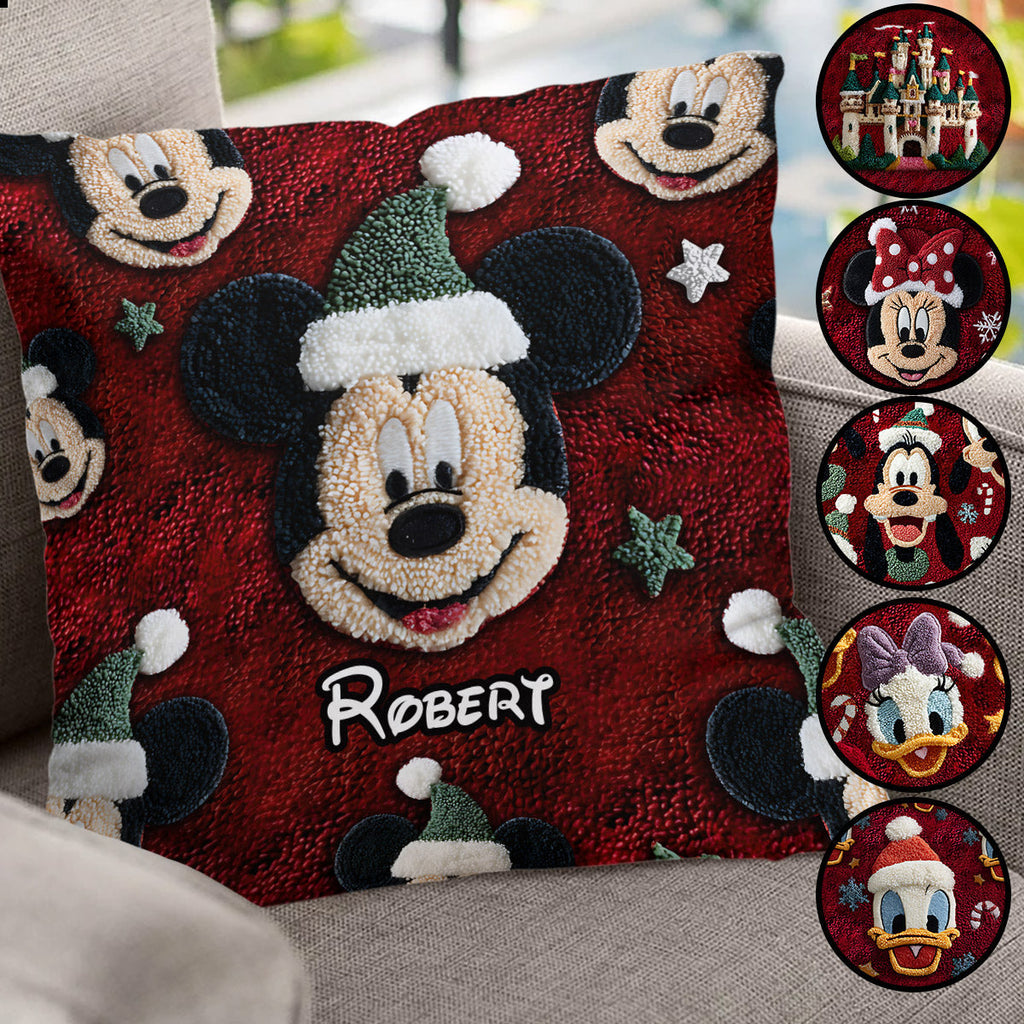 Personalized Merry Christmas Mouse Throw Pillow Custom Name Gift Throw Pillow 2 GradoCreations