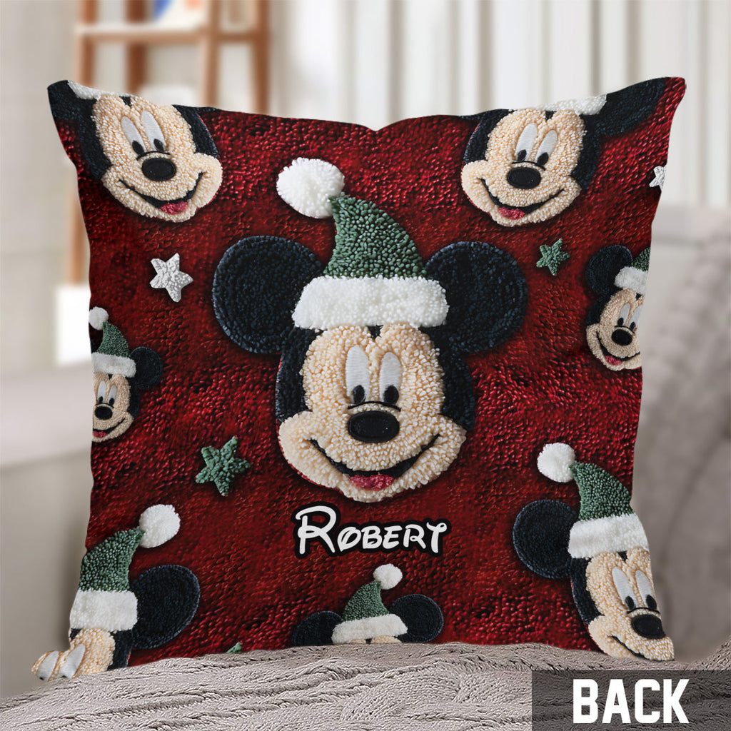 Personalized Merry Christmas Mouse Throw Pillow Custom Name Gift Throw Pillow 2 GradoCreations