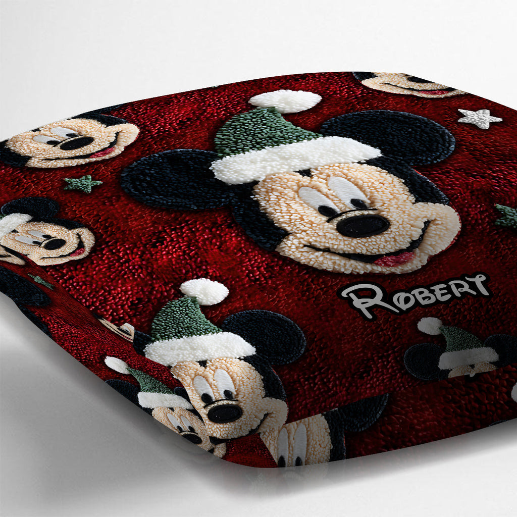 Personalized Merry Christmas Mouse Throw Pillow Custom Name Gift Throw Pillow 2 GradoCreations