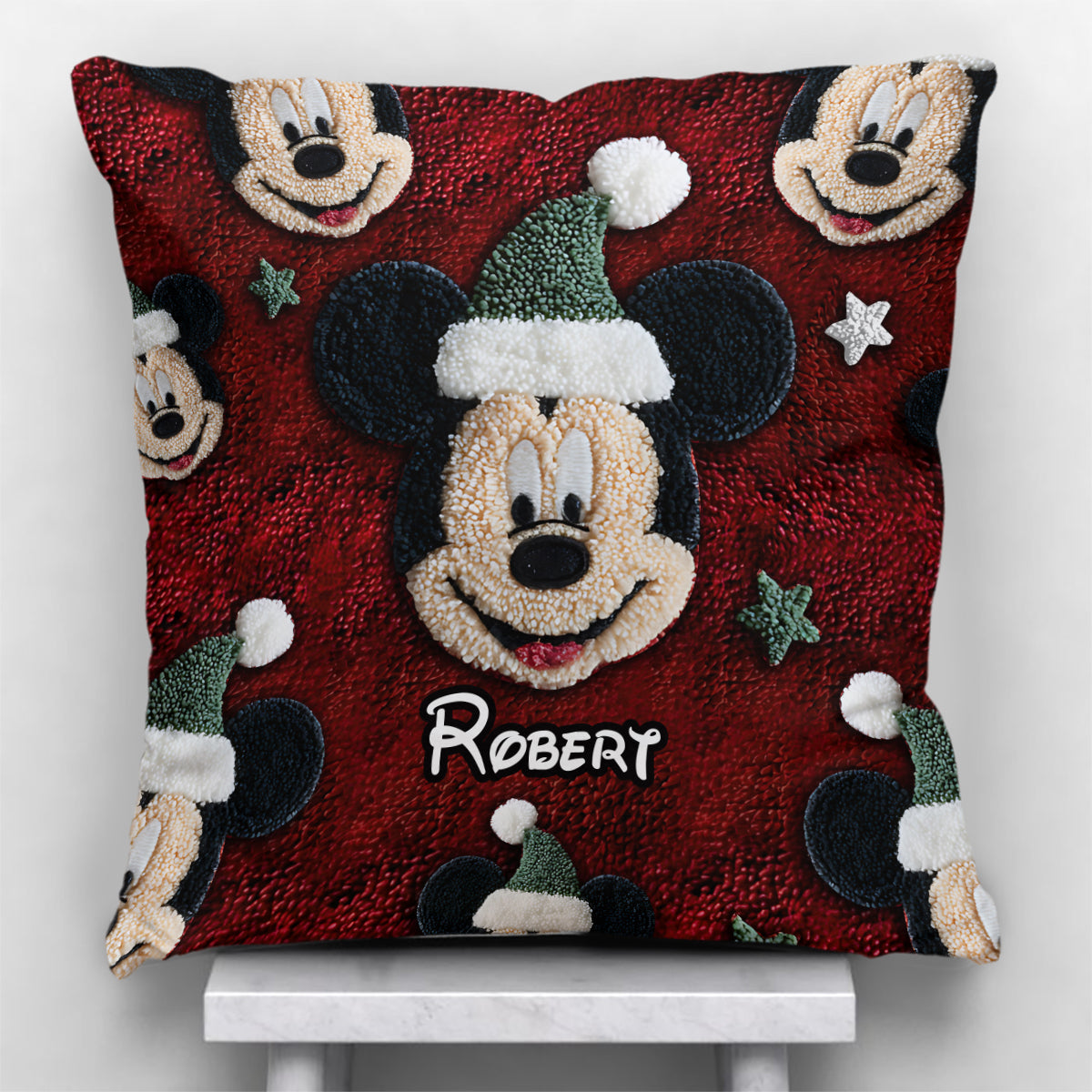 Personalized Merry Christmas Mouse Throw Pillow Custom Name Gift Throw Pillow 2 GradoCreations