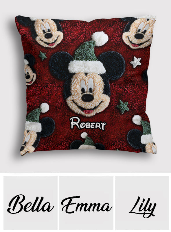Personalized Merry Christmas Mouse Throw Pillow Custom Name Gift Throw Pillow 2 GradoCreations