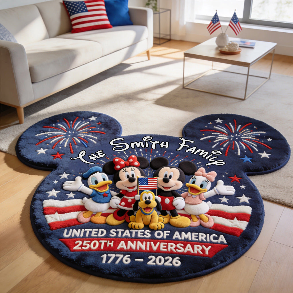 Personalized Mickey Mouse Shaped Doormat for USA 250th Anniversary Gift Shaped Doormat GradoCreations