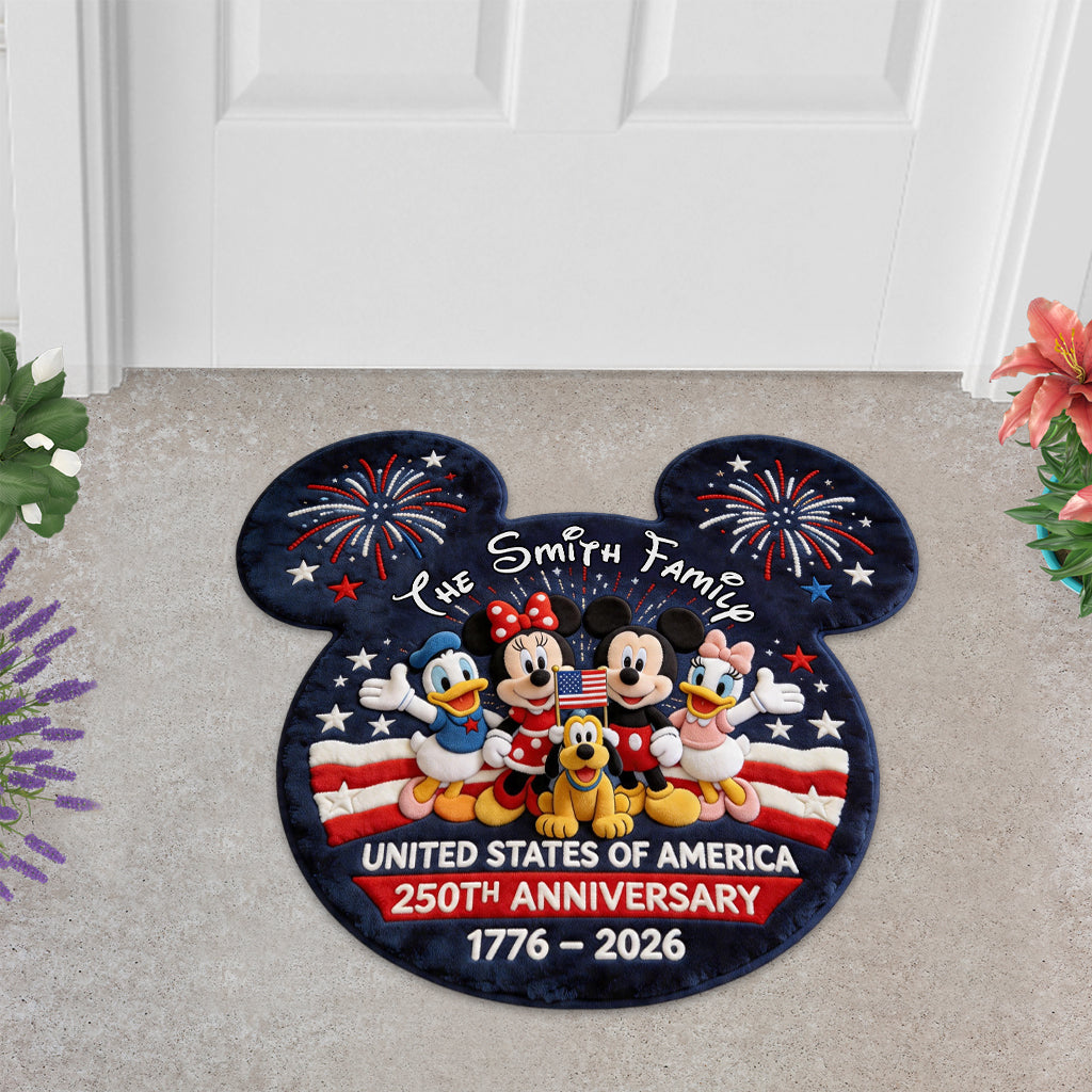 Personalized Mickey Mouse Shaped Doormat for USA 250th Anniversary Gift Shaped Doormat GradoCreations