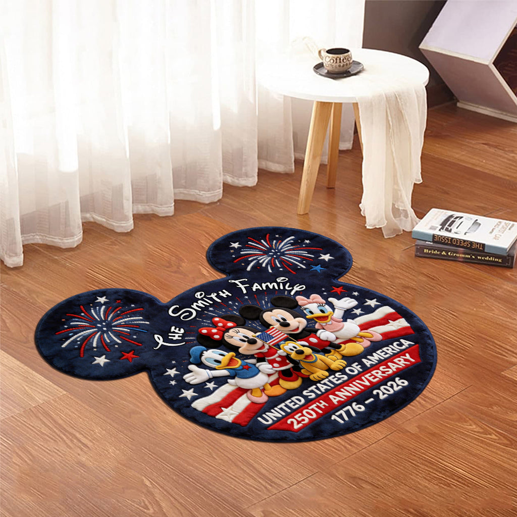 Personalized Mickey Mouse Shaped Doormat for USA 250th Anniversary Gift Shaped Doormat GradoCreations