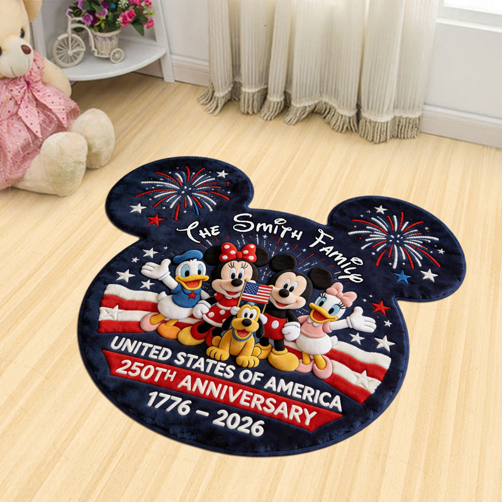 Personalized Mickey Mouse Shaped Doormat for USA 250th Anniversary Gift Shaped Doormat GradoCreations