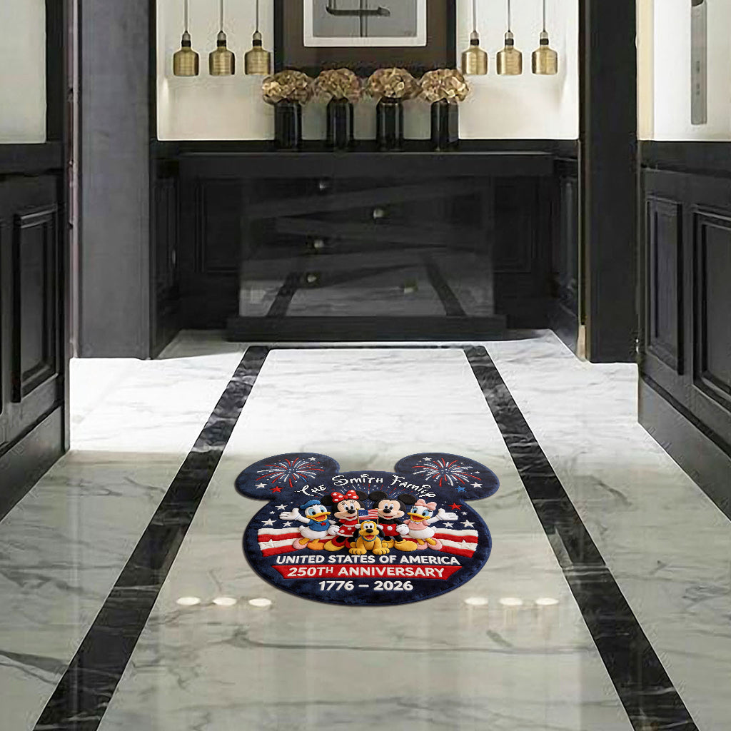 Personalized Mickey Mouse Shaped Doormat for USA 250th Anniversary Gift Shaped Doormat GradoCreations