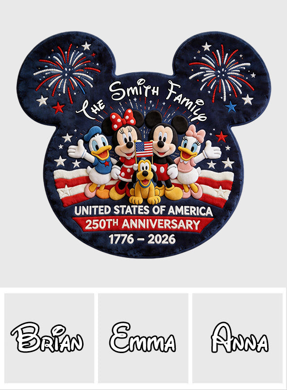 Personalized Mickey Mouse Shaped Doormat for USA 250th Anniversary Gift Shaped Doormat GradoCreations