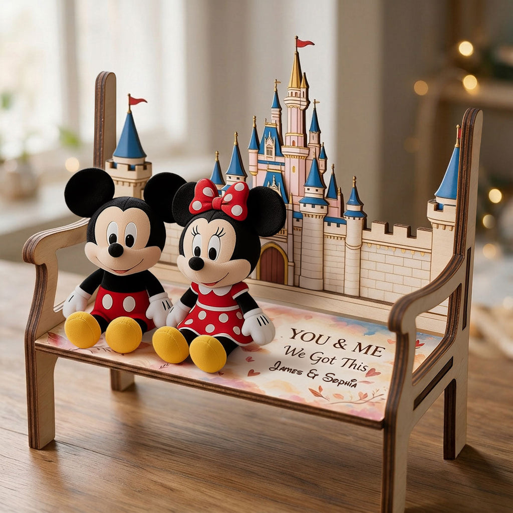Personalized Wooden Bench & Plush Keychain Set for Couples Wooden Bench & Plush Keychain Set GradoCreations