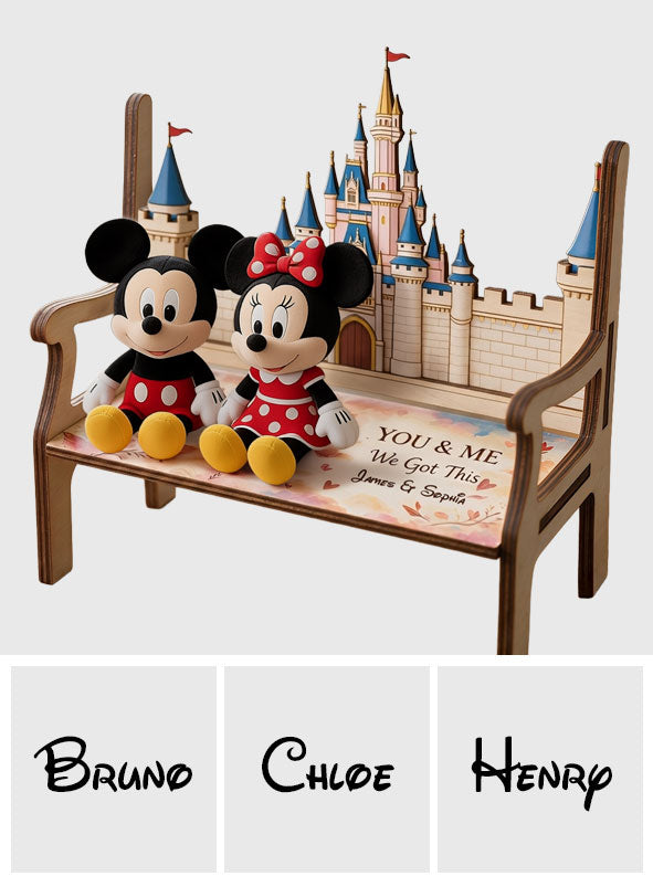 Personalized Wooden Bench & Plush Keychain Set for Couples Wooden Bench & Plush Keychain Set GradoCreations