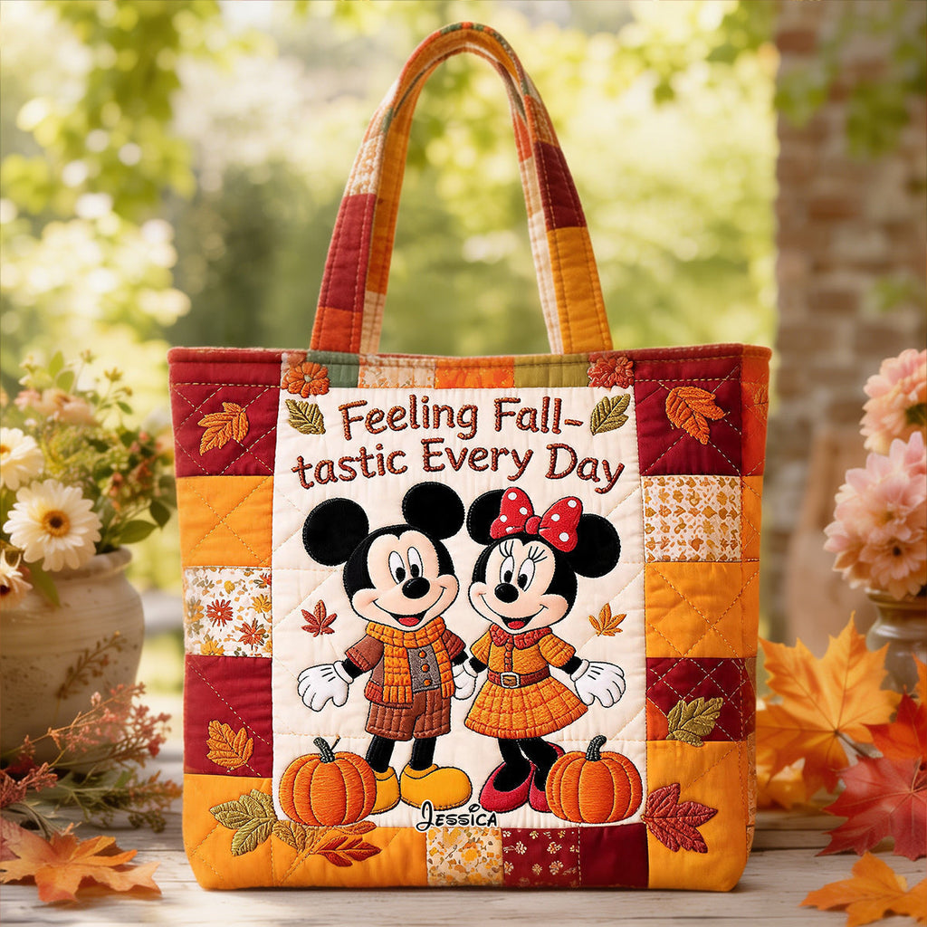 Personalized Quilted Tote Bag Perfect for Couples Gift - Fall Theme Quilted Tote Bag GradoCreations