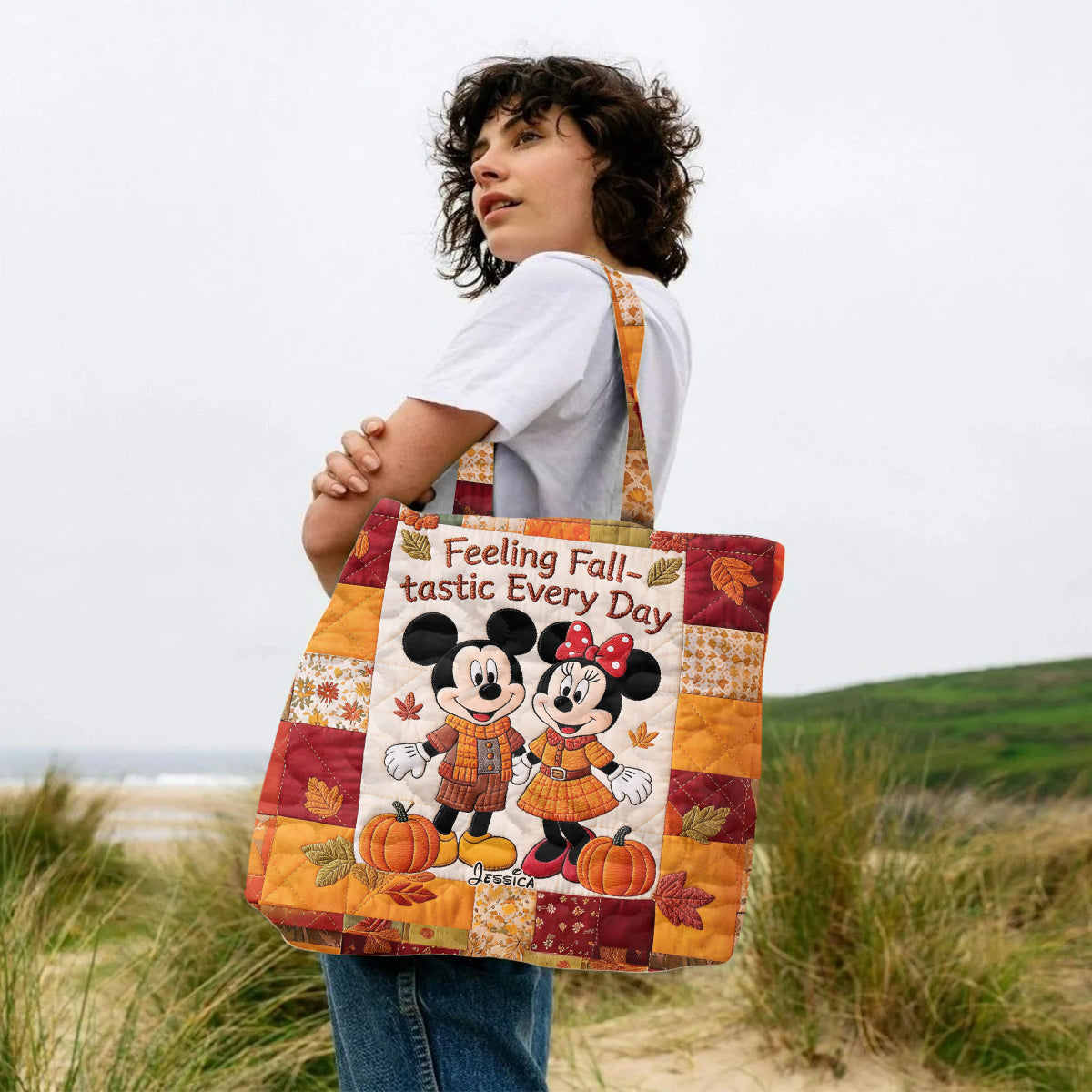 Personalized Quilted Tote Bag Perfect for Couples Gift - Fall Theme Quilted Tote Bag GradoCreations