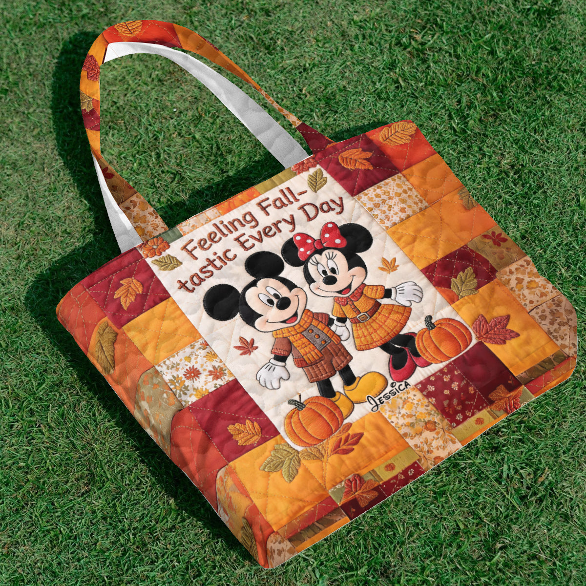 Personalized Quilted Tote Bag Perfect for Couples Gift - Fall Theme Quilted Tote Bag GradoCreations