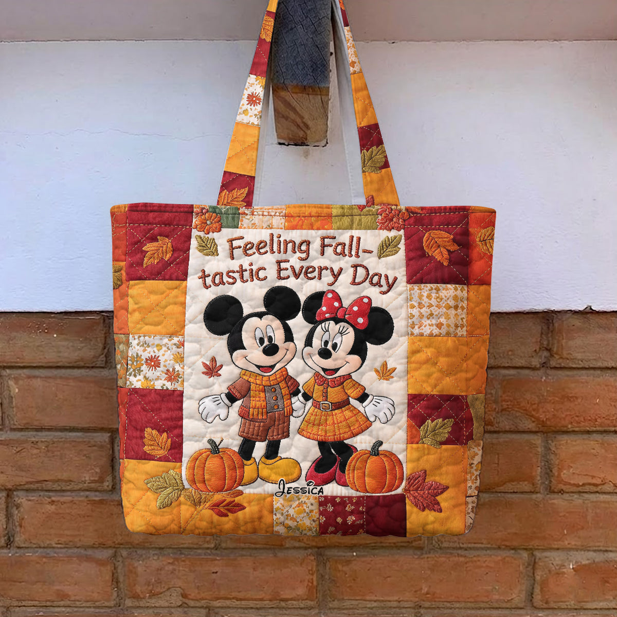 Personalized Quilted Tote Bag Perfect for Couples Gift - Fall Theme Quilted Tote Bag GradoCreations
