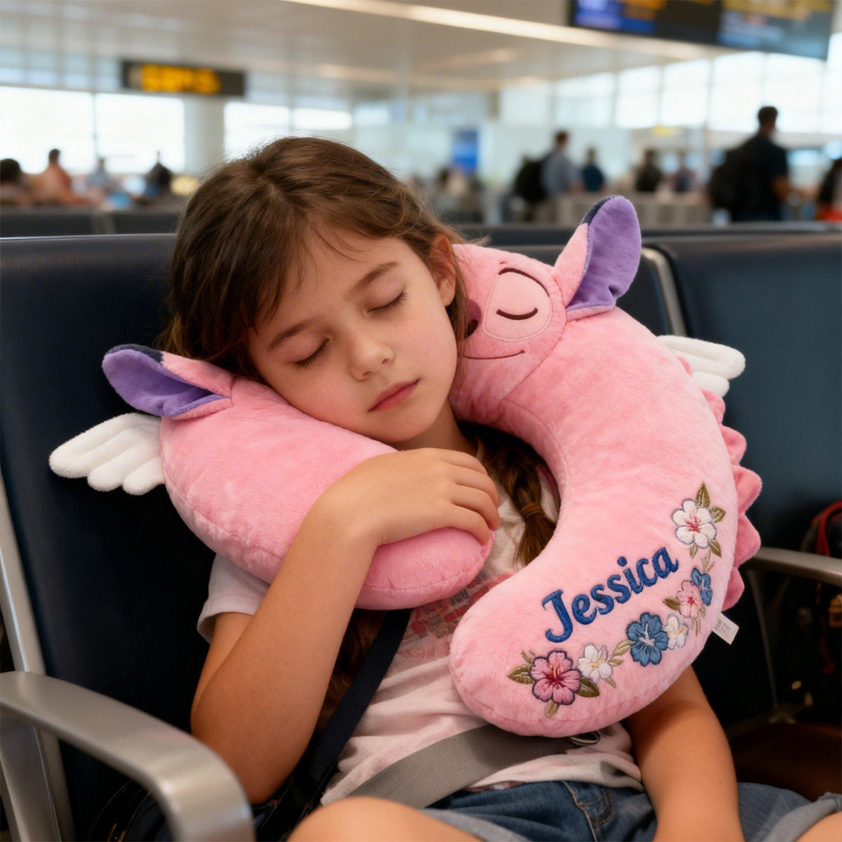 Personalized Blue Monster Travel Pillow Custom Name Gift for Kids Premium Faux Fur Pillow GradoCreations
