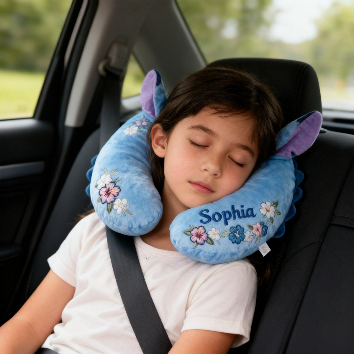 Personalized Blue Monster Travel Pillow Custom Name Gift for Kids Premium Faux Fur Pillow GradoCreations